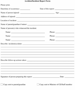 Free Accident Incident Report Form Template Doc Example