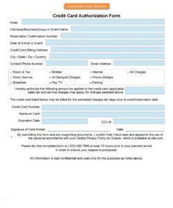 Free Business Credit Card Purchase Authorization Form Template Excel Sample