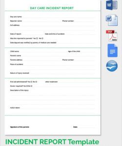 Free Child Care Incident Report Form Template Pdf Example