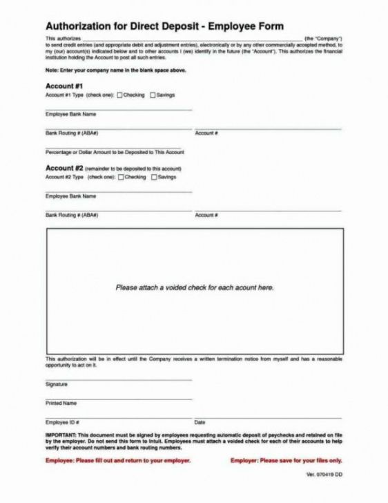Free Company Direct Deposit Form Template Excel Example