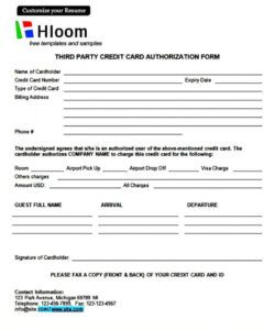 Free Credit Card Authorization Form Template Blank Doc Sample
