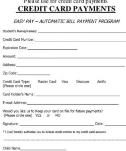 Free Credit Card Debit Authorization Form Template Word Sample