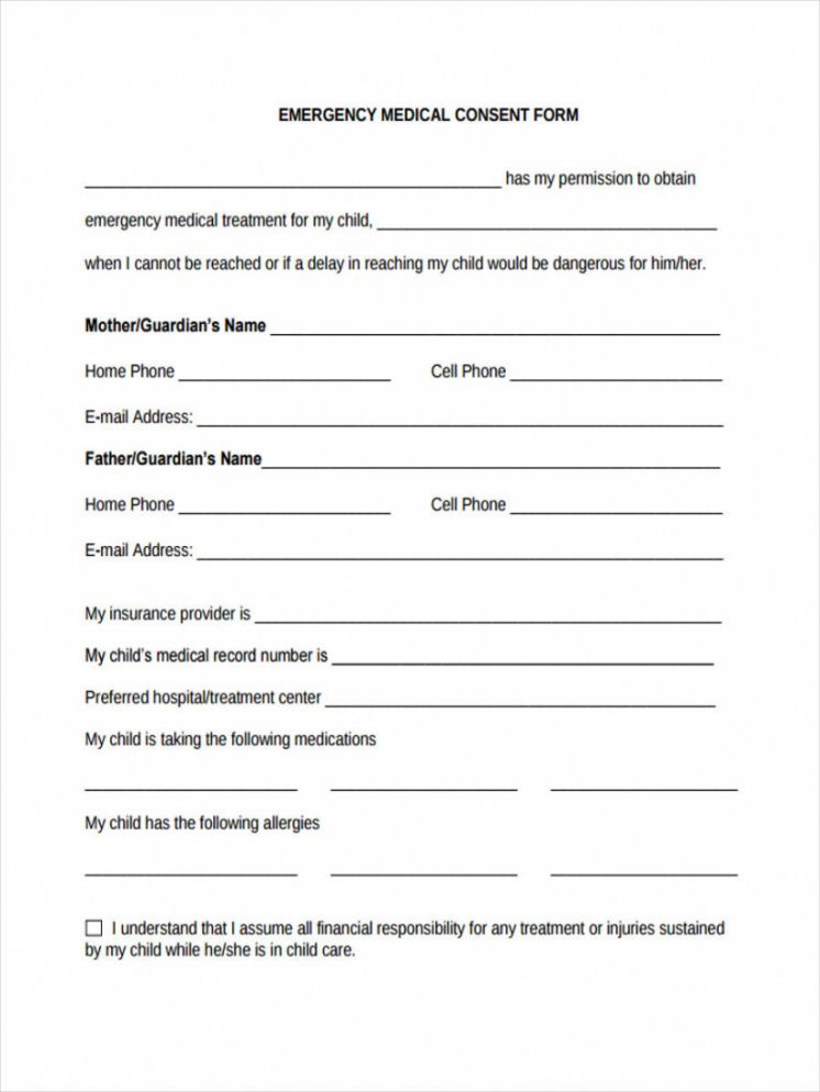 Free Emergency Contact And Medical Information Form Template  Example