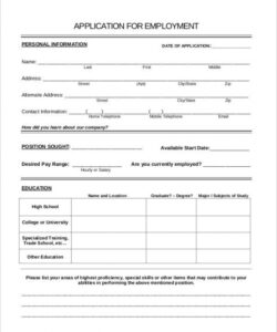 Free Sample Job Application Form Template Word Sample