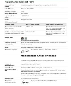 Free Vehicle Maintenance Request Form Template Excel Example