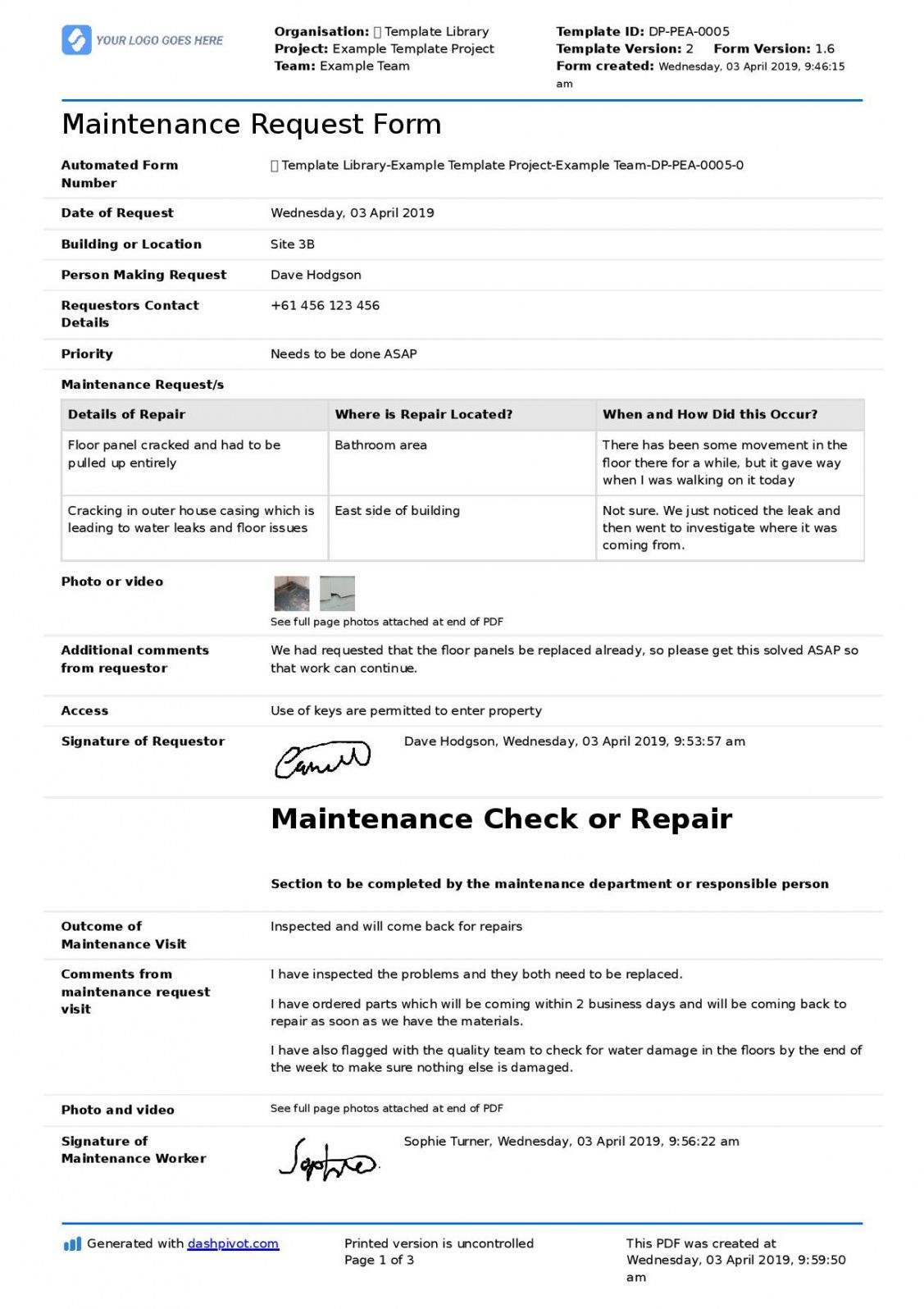 Free Vehicle Maintenance Request Form Template Excel Example