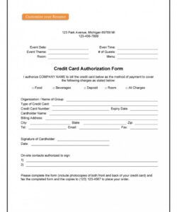 Generic Credit Card Authorization Form Template  Example