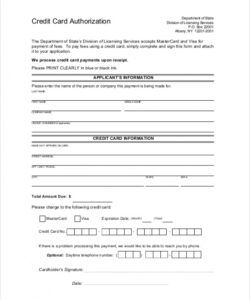 Generic Credit Card Authorization Form Template Word