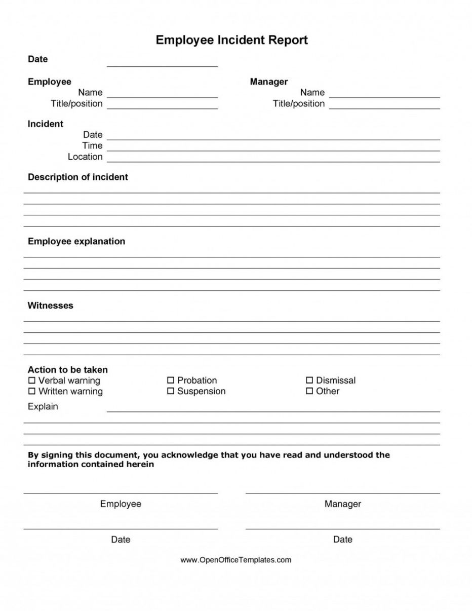 Printable Accident Incident Report Form Template Word Example