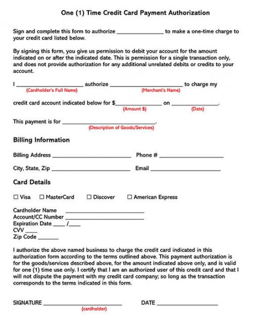 Printable Ach Credit Authorization Form Template Excel Example