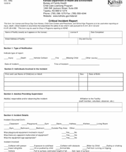 Printable Child Care Incident Report Form Template Doc Sample