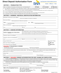 Printable Direct Deposit Cancellation Form Template Doc Example