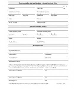 Printable Emergency Contact Form Template Doc