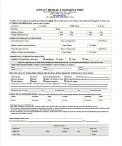 Printable Emergency Contact Form Template  Example