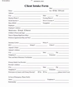 Printable Home Health Intake Form Template Excel