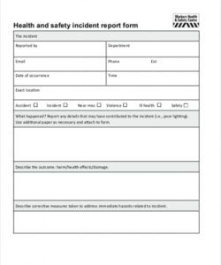 Printable Medication Incident Report Form Template Excel Sample