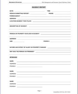 Printable Medication Incident Report Form Template Pdf Example