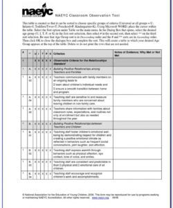 Printable Teaching Observation Form Template Excel Example