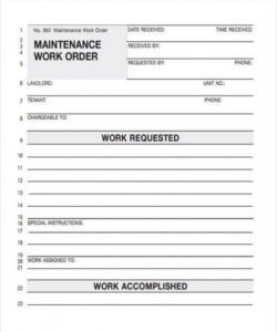 Printable Tenant Maintenance Request Form Template Excel Sample