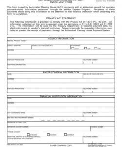 Printable Vendor Ach Authorization Form Template Excel Sample