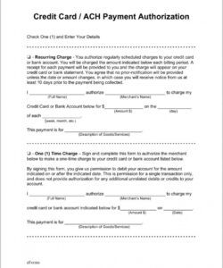 Professional Credit Card And Ach Authorization Form Template Excel