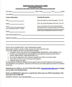 Professional Facilities Maintenance Request Form Template Excel Example