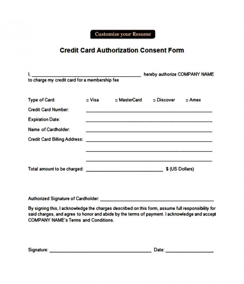 Recurring Credit Card Authorization Form Template