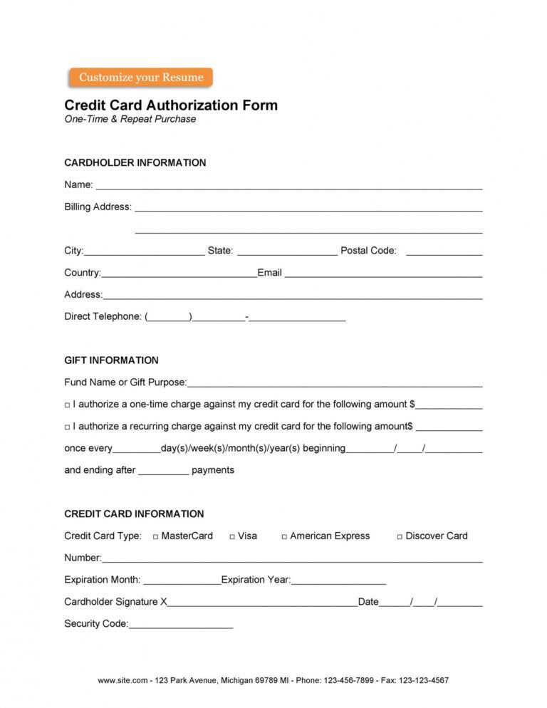 Professional Recurring Credit Card Authorization Form Template Word ...