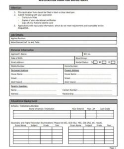 Professional Sample Job Application Form Template  Example