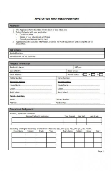 Professional Sample Job Application Form Template Example Minasinternational 2329