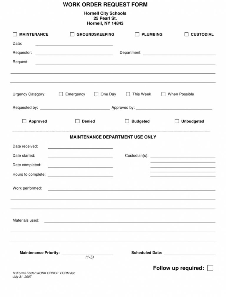 Professional Tenant Maintenance Request Form Template Excel Example ...