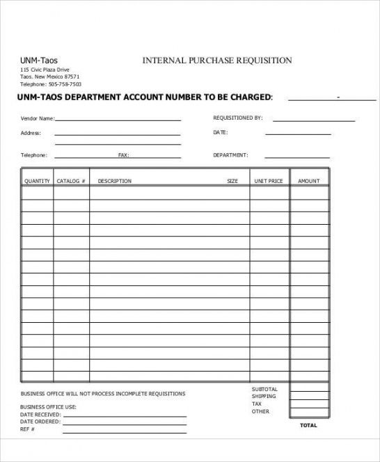 Purchase Request Form Template Doc Sample