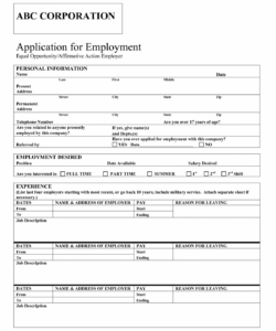 Sample Job Application Form Template Doc Sample