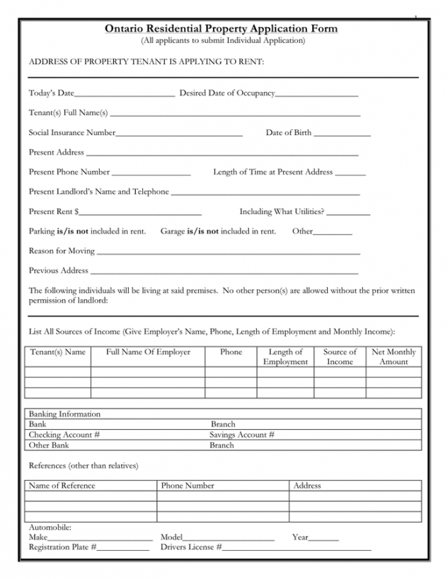 Template Rental Application Form For Pages Pdf