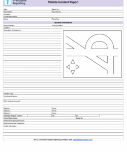 Vehicle Property Incident Report Form Template  Sample