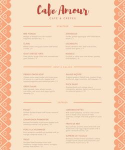Editable French Cafe Menu Template Doc Example