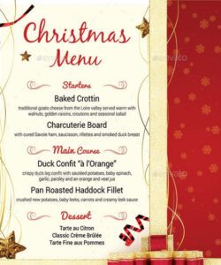 Editable Victorian Christmas Dinner Menu Template Word Example