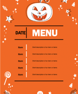 Free Halloween Party Menu Template Excel Sample
