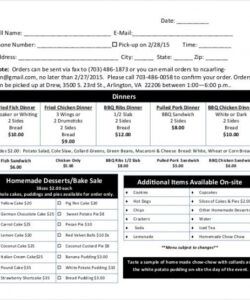 Free Pre Order Menu Templates Word Example