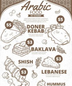 Printable Arabic Restaurant Menu Template Excel Example