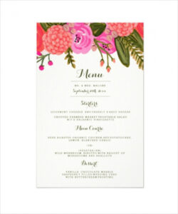 Printable Elegant Dinner Party Menu Template Word Example