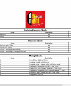 Professional Pakistani Restaurant Menu Template Excel Example