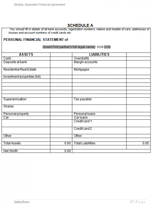Best Binding Financial Agreement Template Minasinternational