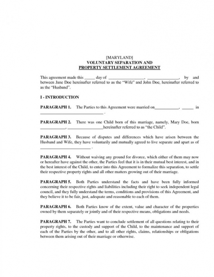 Editable Trial Separation Agreement Template  Sample