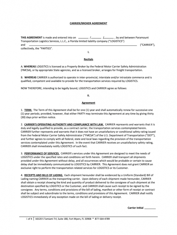 Free Logistics Service Agreement Template Word