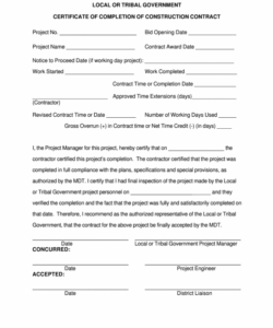 Job Completion Form Template