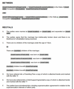 Printable Binding Financial Agreement Template Pdf Example