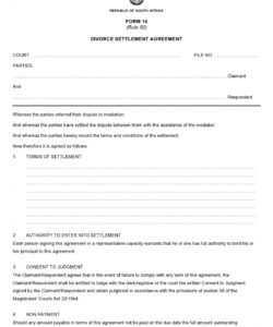 Printable Marital Settlement Agreement Template Doc Example