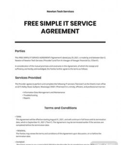 Professional General Service Level Agreement Template Word Sample