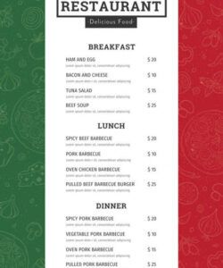 8.5 X 11 Menu Template Doc Example